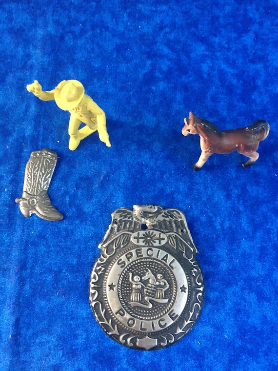 Vintage Badge, Cowboy Boot Pin, Plastic Cowboy, Pl