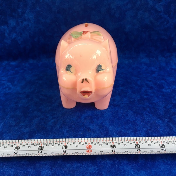 Vintage Pink Plastic Piggy Bank