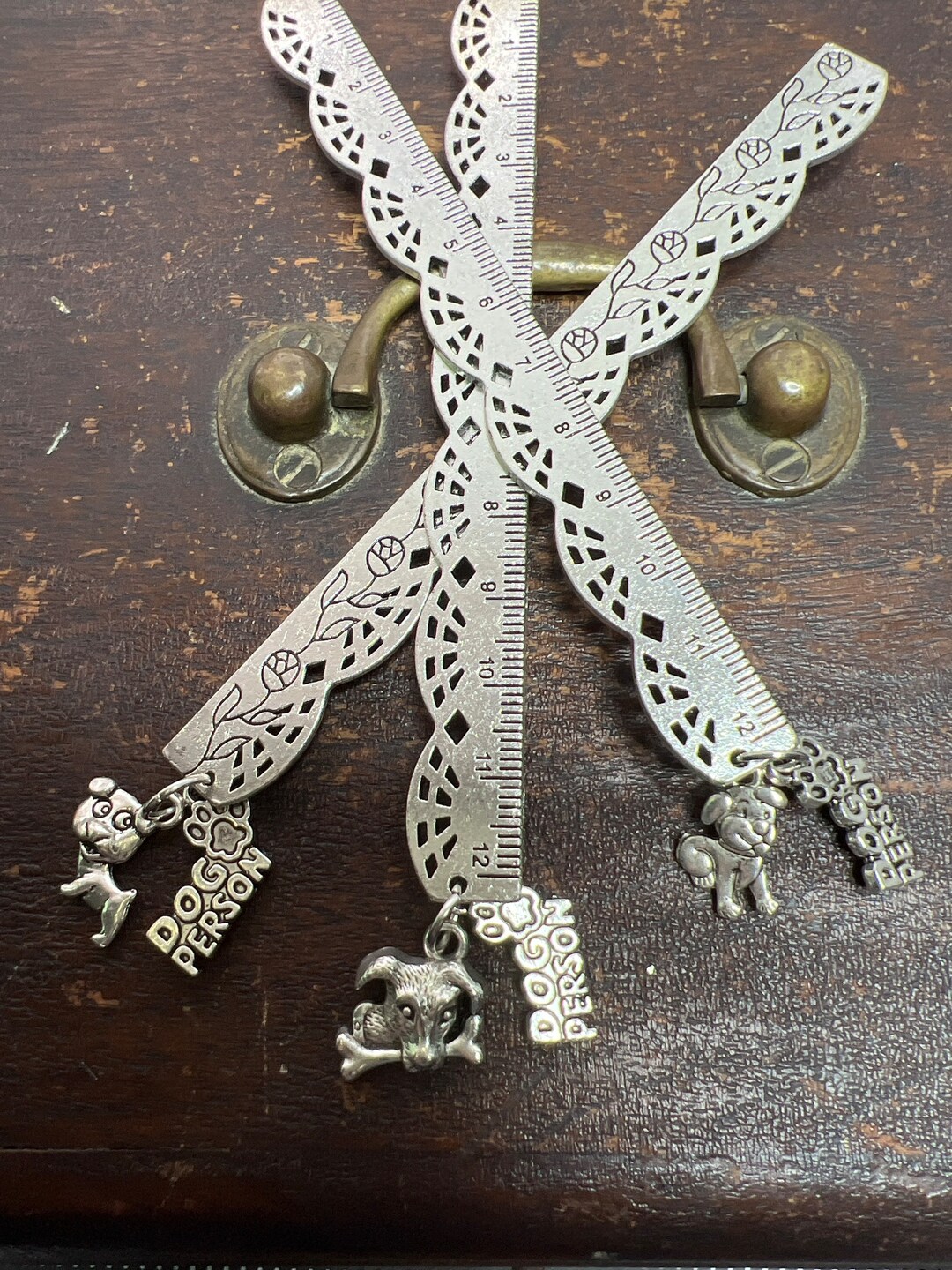 Silver Lace Rose Pd Ruler With Dog Person and Dog Charm. - Etsy