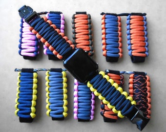 Paracord 550 Apple Watch I to VII (38mm to 49mm) Adjustable Replacement Watchband w Detachable Strap