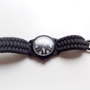 Paracord 550 Watchband with Adjustable Shackle and Clip Solid & Camo Colors