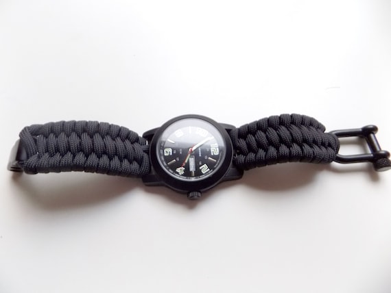 Paracord 550 Watchband With Adjustable Shackle and Clip Solid Camo Colors Etsy