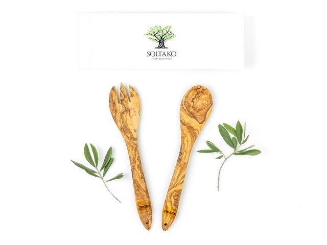 Soltako THE SARDINIAN CHEF - Set Cucharones Espátula de Cocina en Madera de Olivo, 1 set