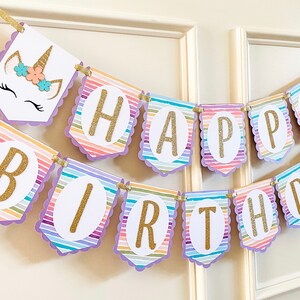 Unicorn Birthday Banner, Unicorn Banner, Pastel Rainbow Banner, Rainbow Banner, Birthday Banner image 2