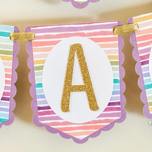 Unicorn Birthday Banner, Unicorn Banner, Pastel Rainbow Banner, Rainbow Banner, Birthday Banner image 4