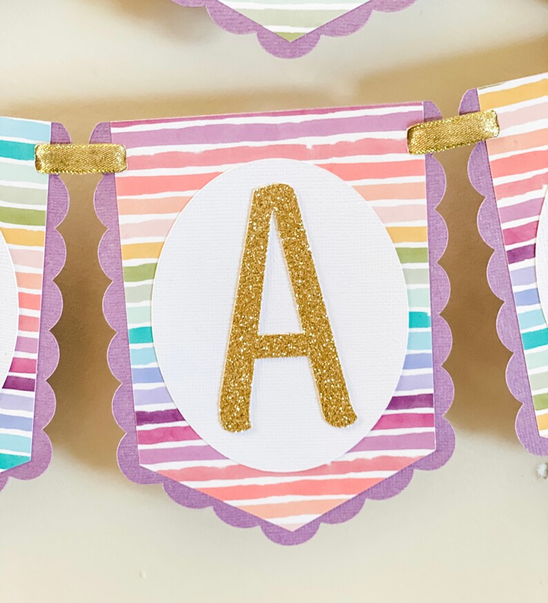 Unicorn Birthday Banner, Unicorn Banner, Pastel Rainbow Banner, Rainbow Banner, Birthday Banner image 4