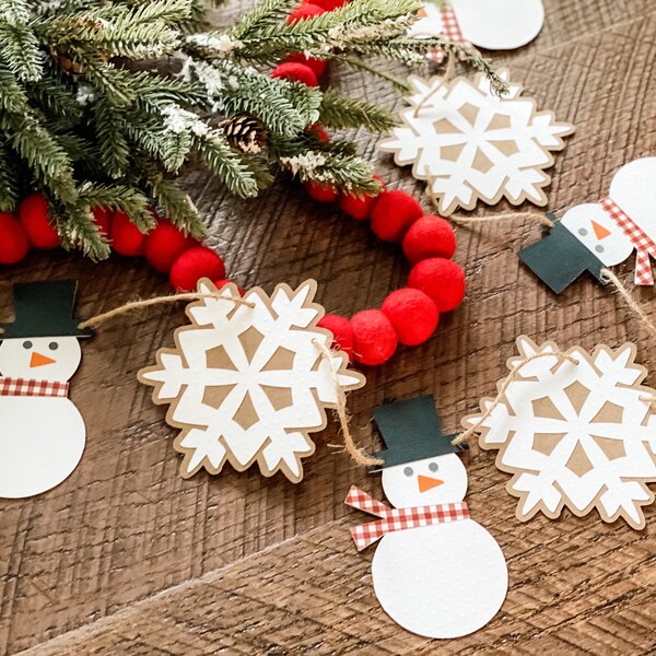 Snowman Garland, Snowflake Garland, Winter Garland, Christmas Garland