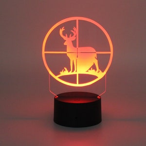 Deer Hunter Night Light - Hand Crafted - LED Light - The Great Outdoors - Custom Engraved Light - Hunter - Deer Hunting - Sights - Antlers