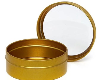 4 oz Gold Windowed Shallow Tin  | Case of 24