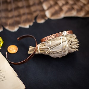 Village Witch Cuff Bracelet, Copper Etched