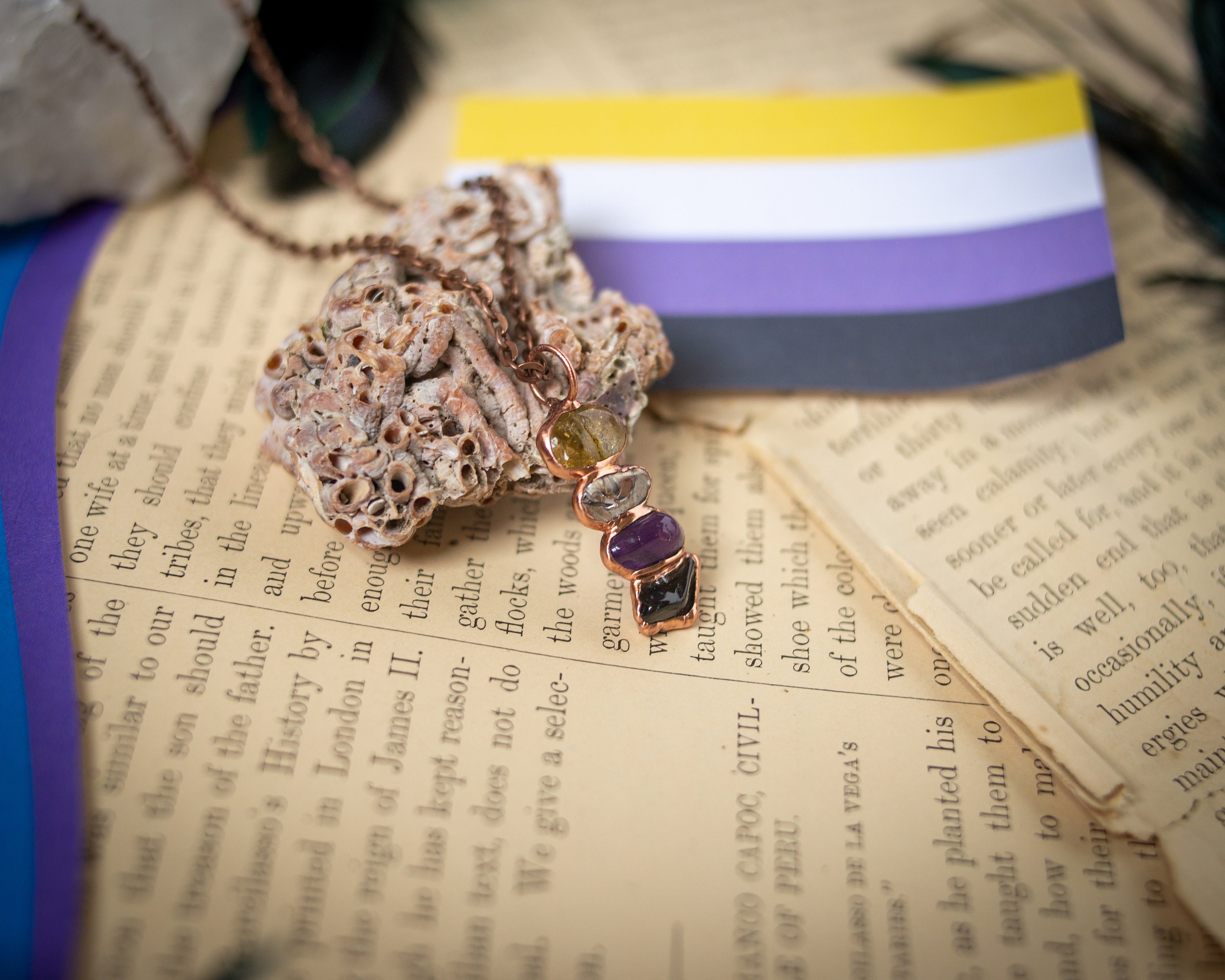 Non-binary Crystal Pride Flag Necklace LGBTQIA Gender - Etsy