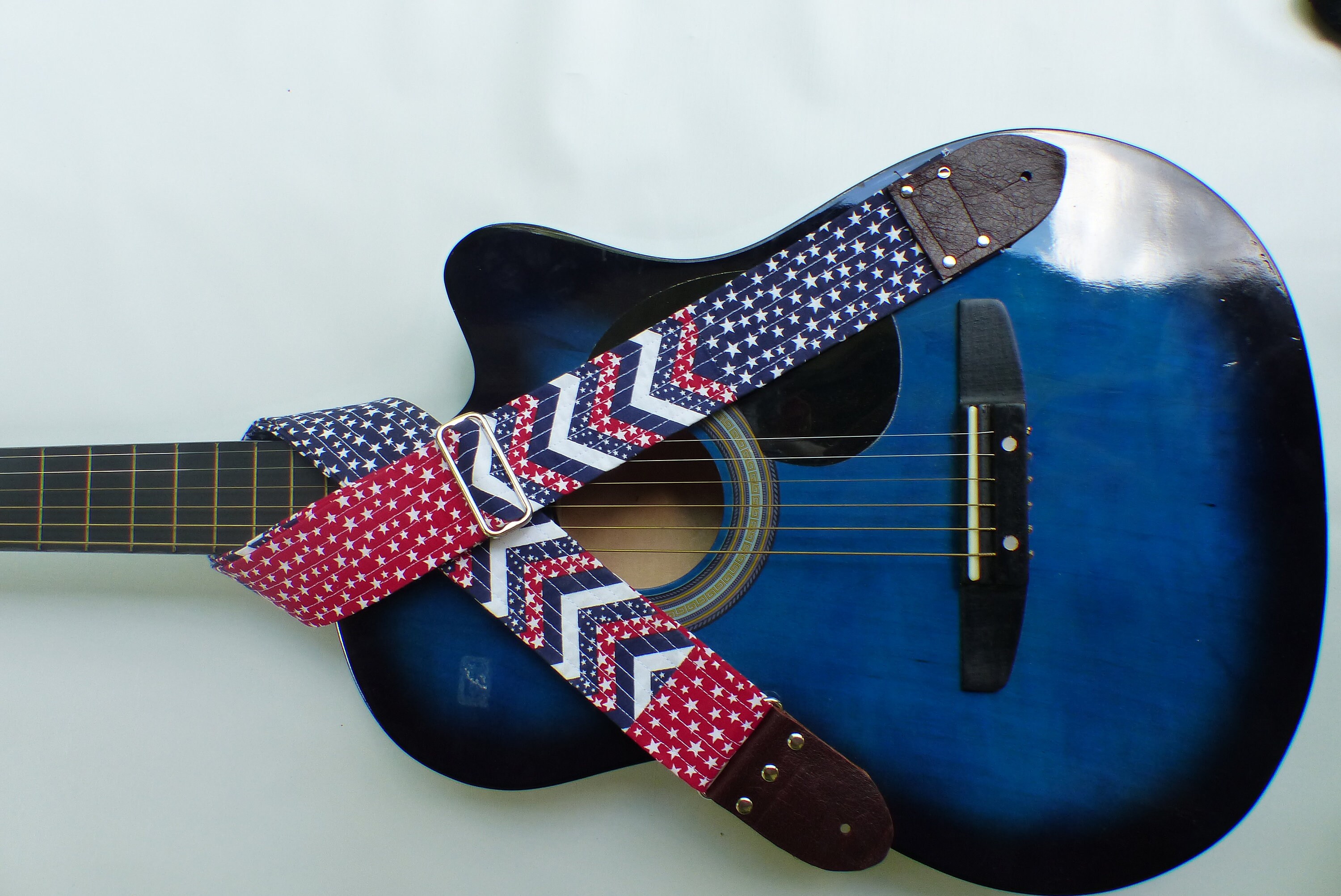 Red White and Blue Patriotic Fabric Handmade Guitar Strap Etsy Sweden