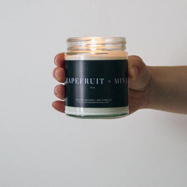 Grapefruit + Mint Soy Candle | Hand-Poured Soy Candle | Natural Candles | Gift Ideas