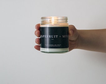 Grapefruit + Mint Soy Candle | Hand-Poured Soy Candle | Natural Candles | Gift Ideas