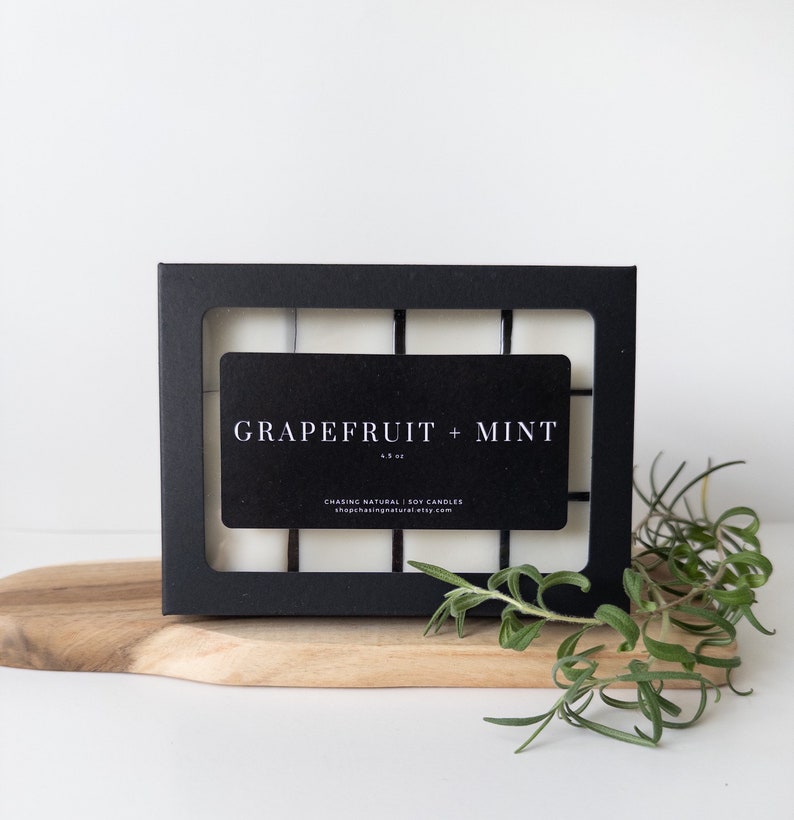 Grapefruit Mint Wax Melts Natural Soy Wax Melt Hand-Poured Scented Wax Melts image 1
