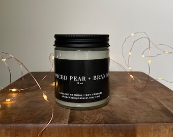 Spiced Pear + Brandy | Winter Collection | Hand-Poured Soy Candle | Natural Soy Candle