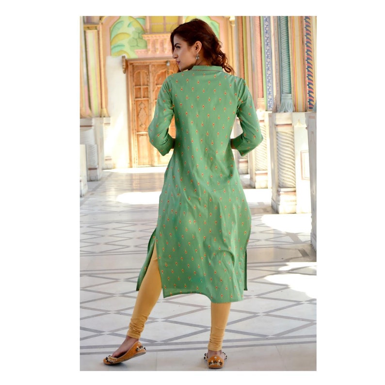 Daily Wear Sizes S to XXL Office wear Indian Cotton Kurti with Sequins and Thread Work Embroidery for Women for Casual Wear 38 to 46