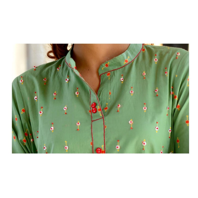 Daily Wear Sizes S to XXL Office wear Indian Cotton Kurti with Sequins and Thread Work Embroidery for Women for Casual Wear 38 to 46