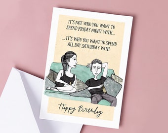Friends with Benefits Film Inspired Birthday Card, Birthday Card for partner, Cute Card for Significant Other, Birthday Card for Lover