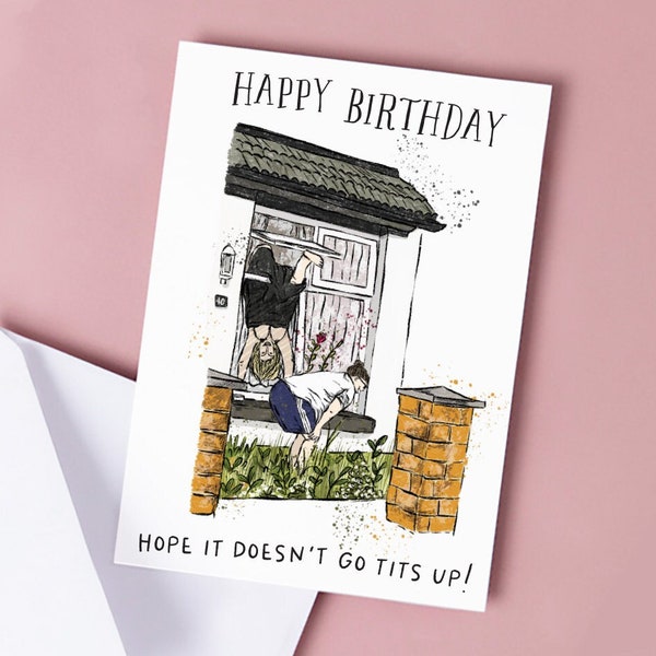 Funny Birthday Day Card, Birthday For Her, Tits Up Viral Window Video, Funny Birthday Cards, Funny Card for Partner, Tits Up