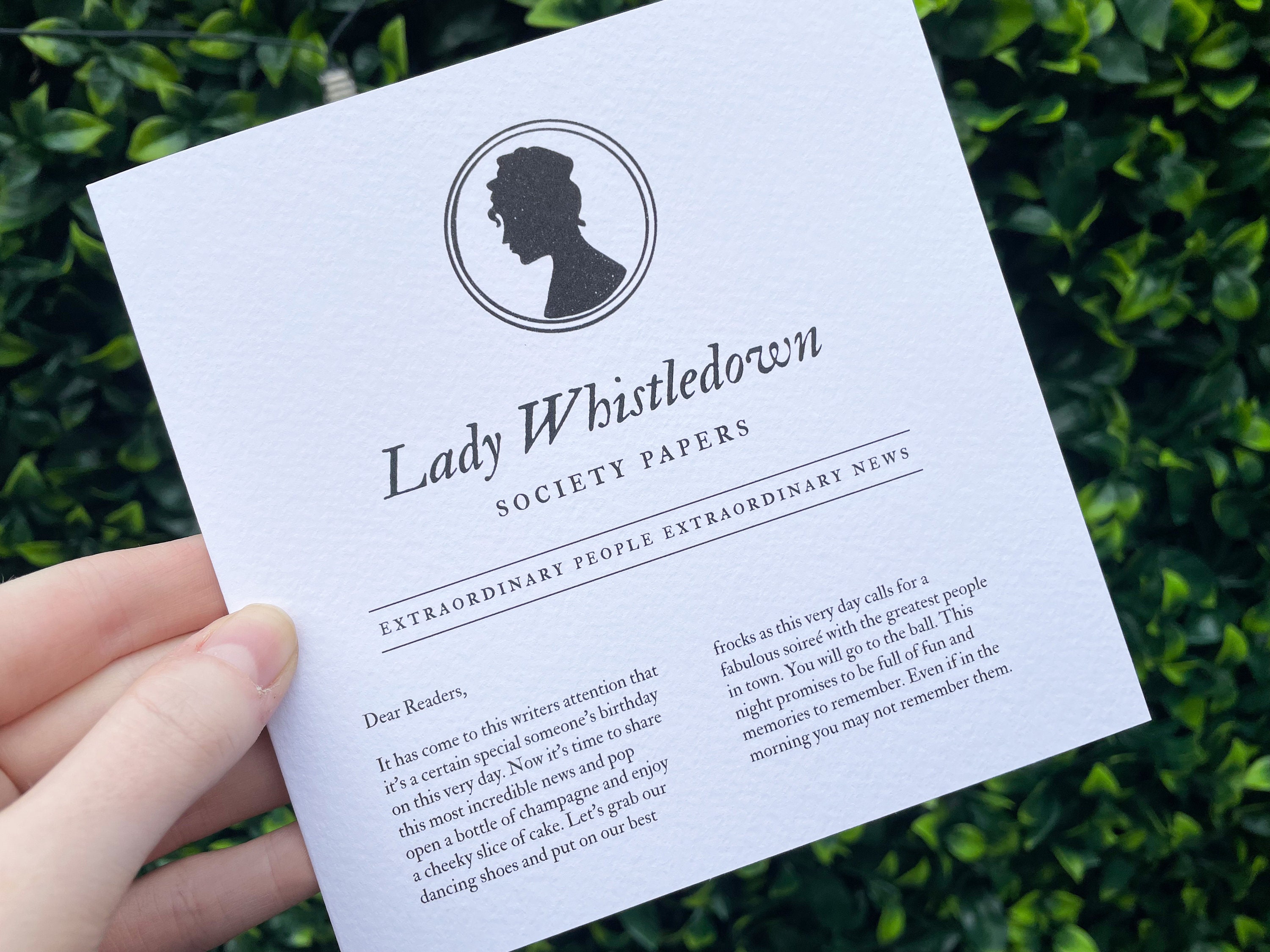 Bridgerton Lady Whistledown Birthday Card Bridgerton Birthday - Etsy