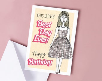 Barbie Film Inspired Birthday Card, Birthday Card for bestfriend, Barbie Cute Heartfelt Bestie Card, Card for her, Margot Robbie, Barbie Fan