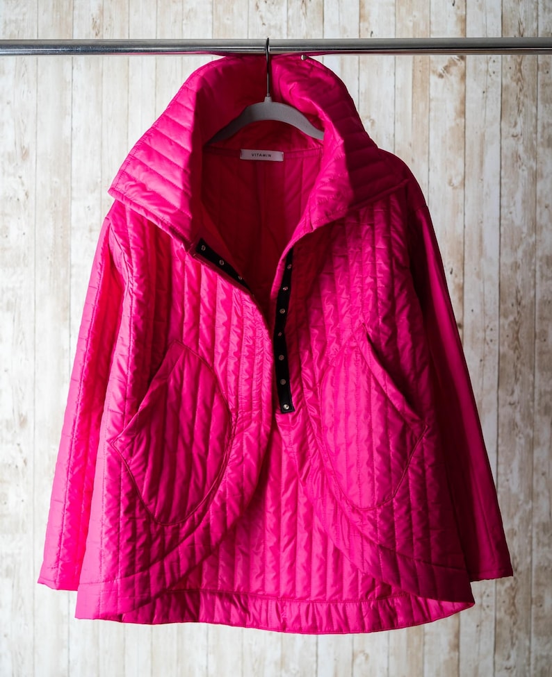 Hot Pink Puffer Jacket Pink Coat Women's Puffer Jacket Etsy