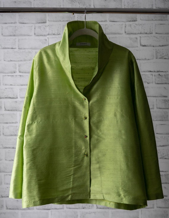 Bangladesh oosten G Groene zijden top zijden hemd groene zijden blouse juweel - Etsy België
