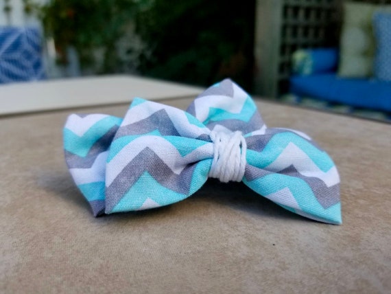 Blue Chevron Bobby Pin Hair Bow Etsy