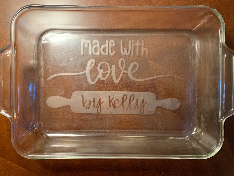 Made with love etched baking dish personalized gift Etsy