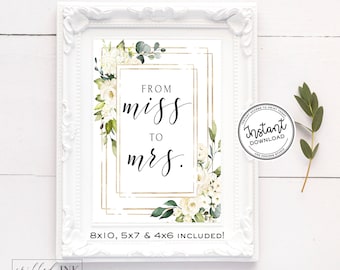 Free Printable Mrs Sign