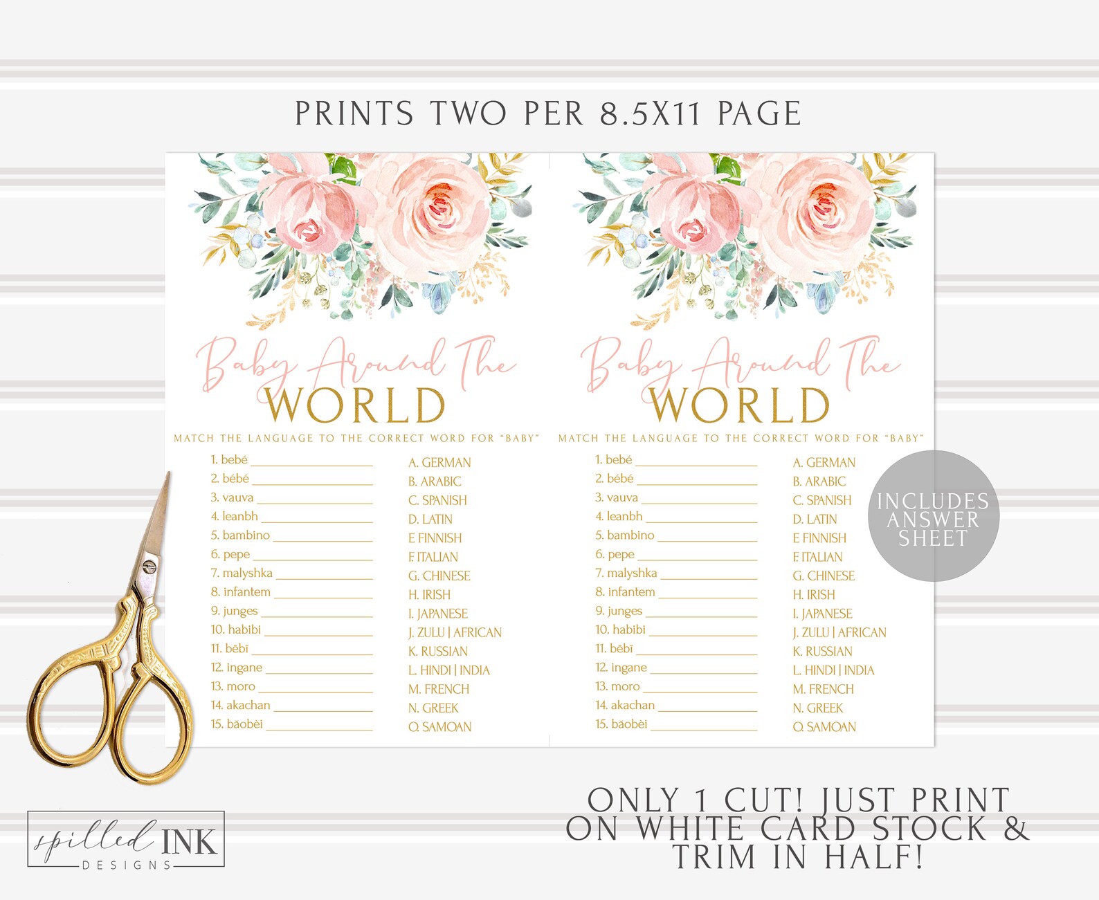 Baby Shower Game Printable Baby Around the World Game Pink | Etsy