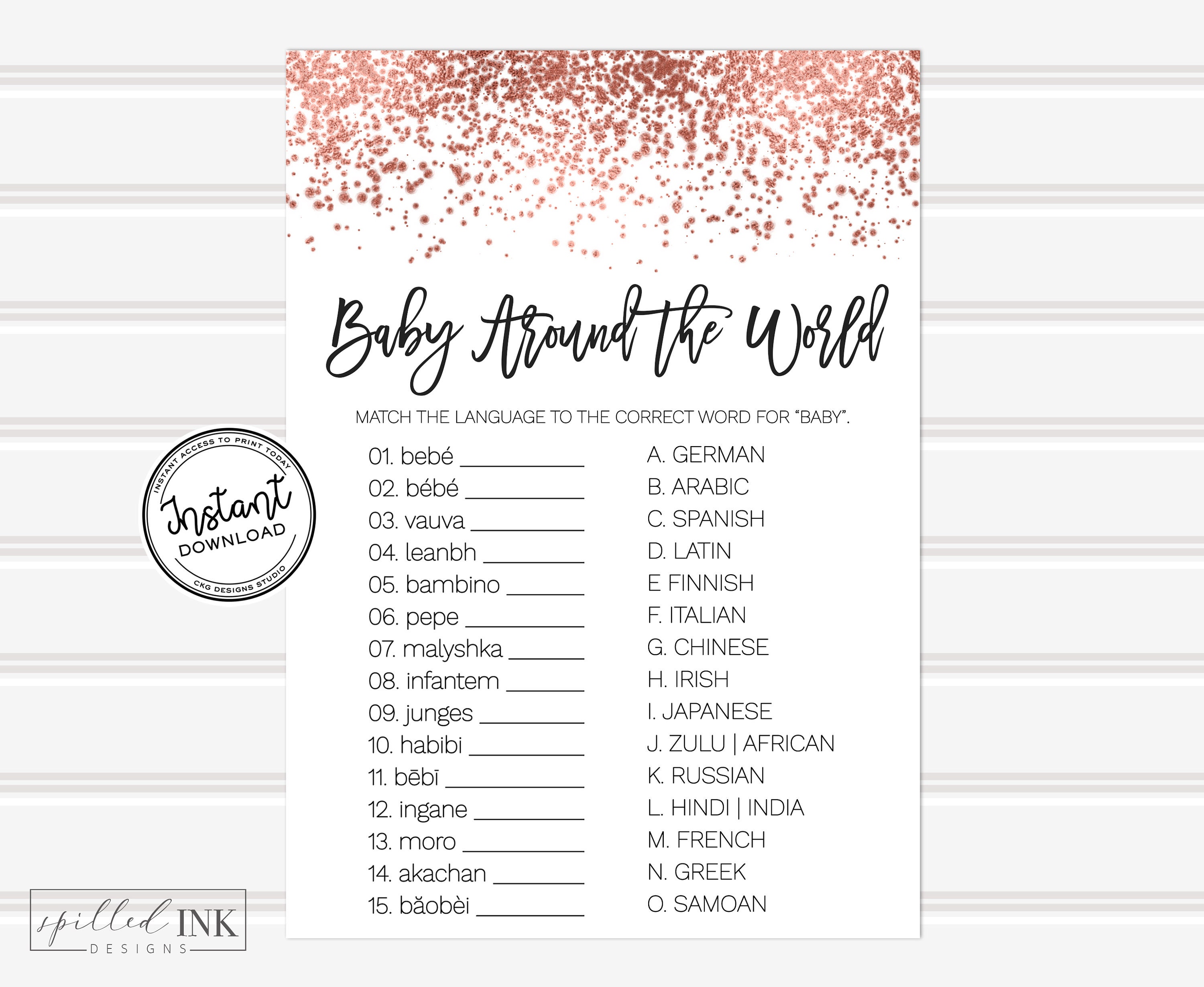 Baby Around the World Baby Shower Game Instant Download Baby - Etsy