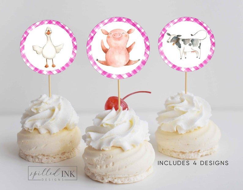 Farm Animal Cupcake Toppers Instant Download Printable Gift Etsy