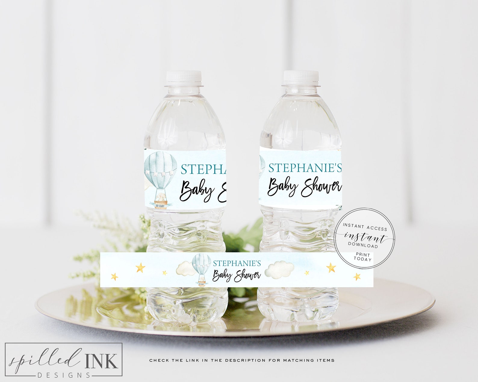 Hot Air Balloon Water Bottle Labels up up and Away Baby Etsy