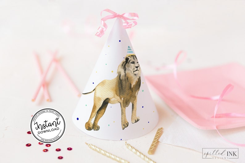 Printable Party Hats Safari Wild Animals Party Hats INSTANT - Etsy