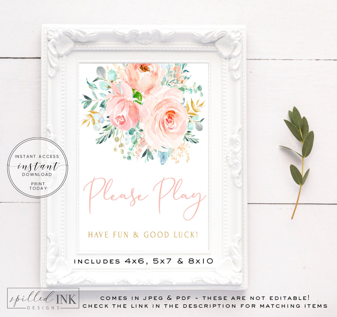 Please Play Sign Instant Download Game Table Sign Favours Etsy