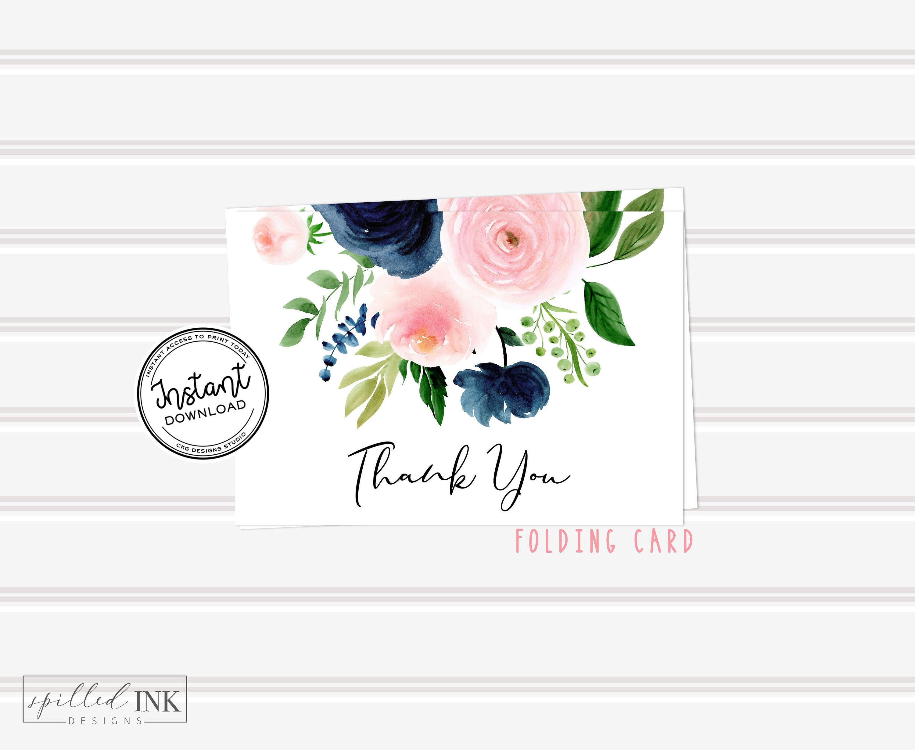Floral Thank You Card Baby Girl Shower Pink Baby Shower Etsy