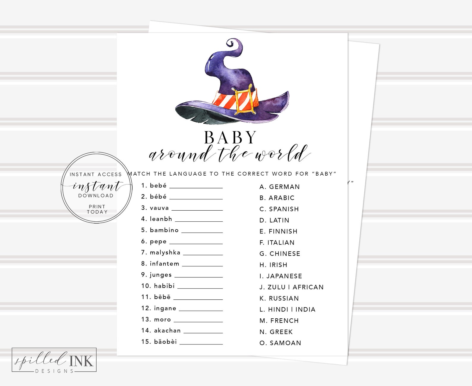 Baby Around the World Baby Shower Game Halloween Games for Etsy