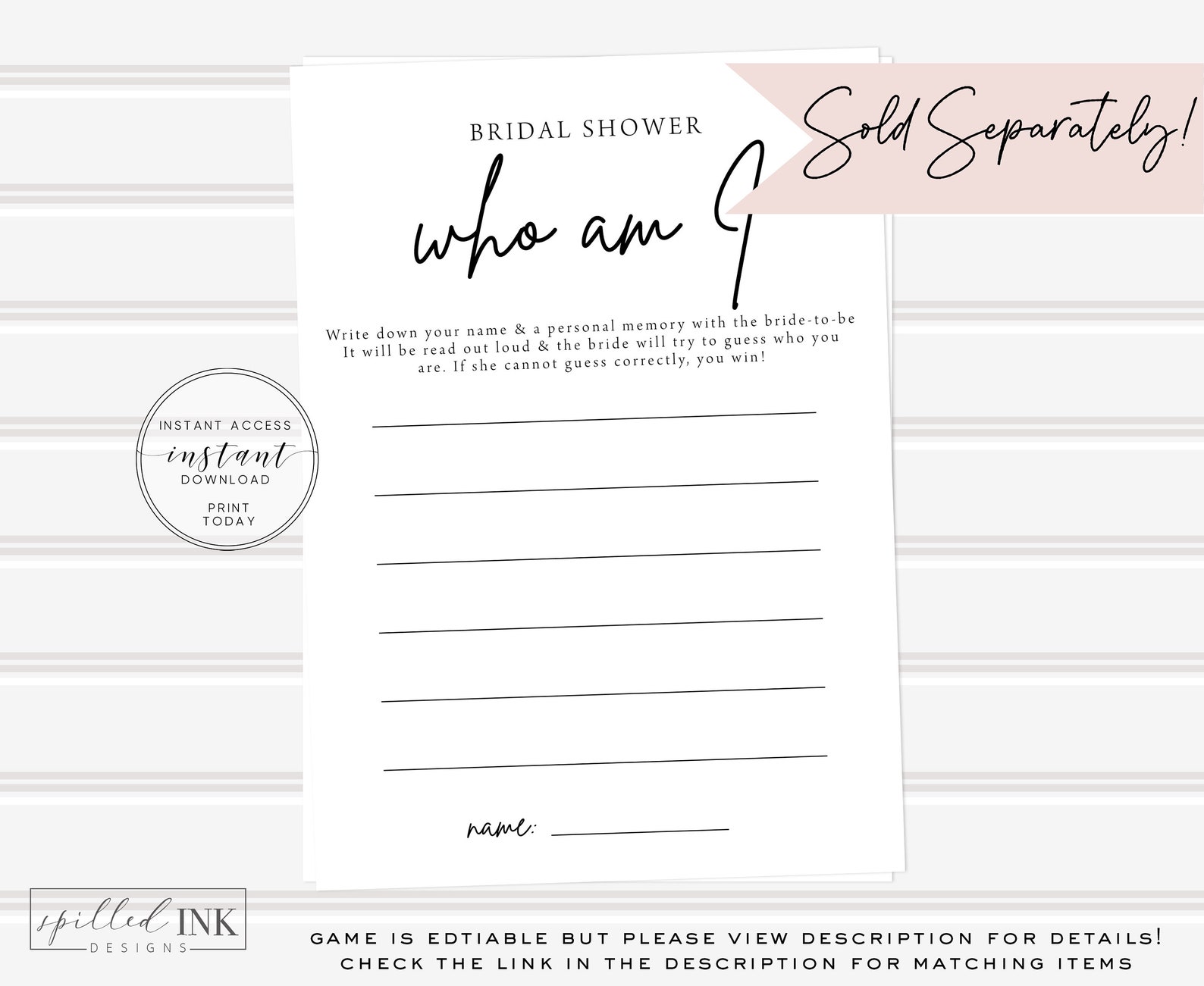 Editable Over or Under Game Minimalist Bridal Shower Game - Etsy