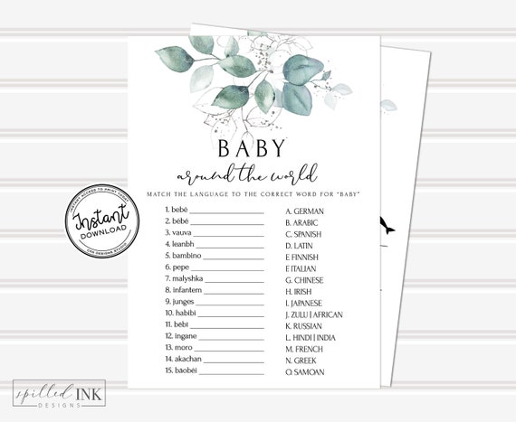 rustic baby shower fun activity pdf B11 Gender Neutral Baby Shower Game Baby Around the World Baby Shower Game Printable Instant Download