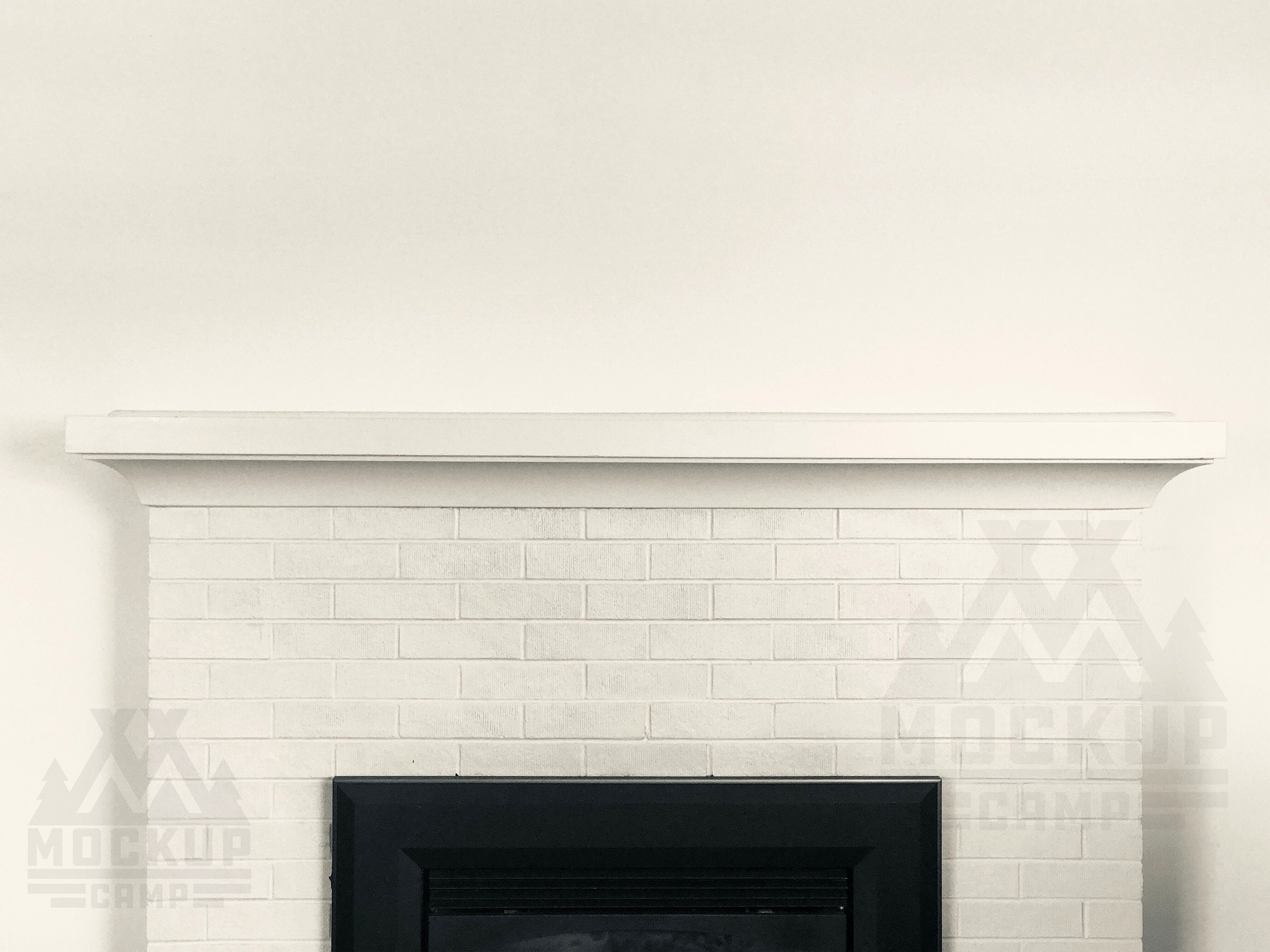 Download White Brick Fireplace Mantel Mockup Blank Wall Mock Up Etsy