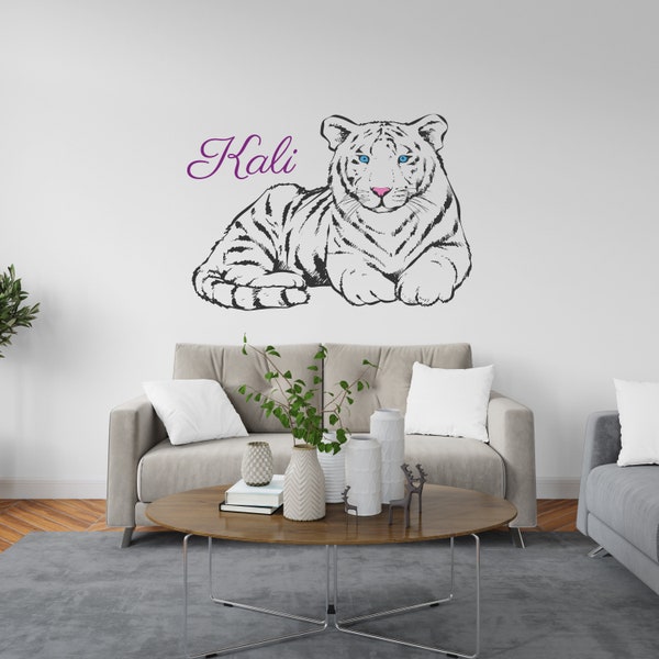 Custom Name Tiger  Wall Art Decor Removable Sticker for Home & Living - Animals Series Wall Decal