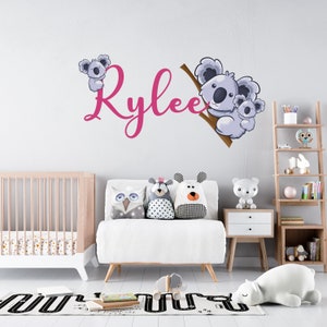 Custom Name Cute Koala Wall Decal - MT171. Removable Nursery Wall Decal for Kids Room - Mural Wall Decal  for Children