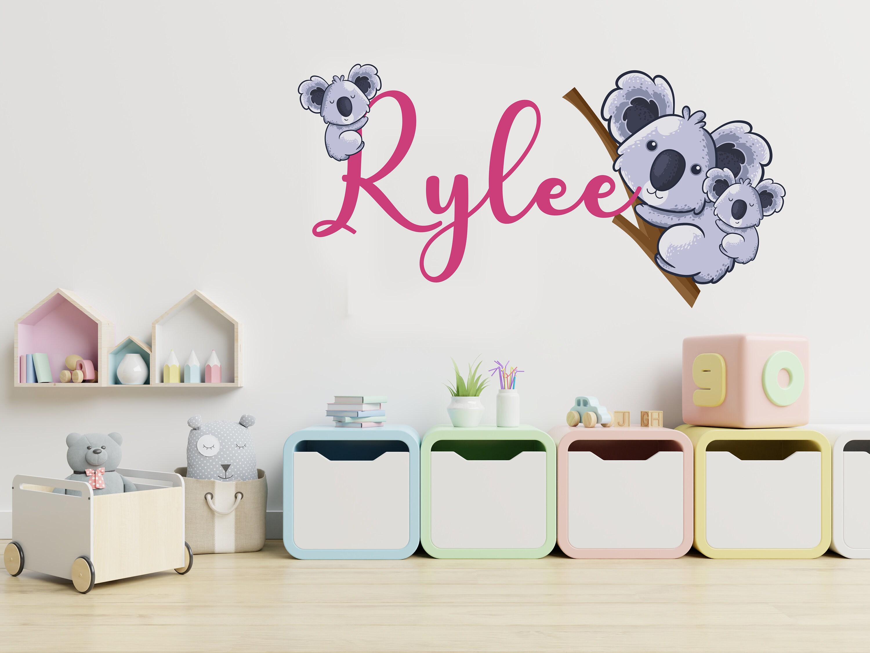 Custom Name Cute Koala Wall Decal MT171. Removable Nursery Etsy
