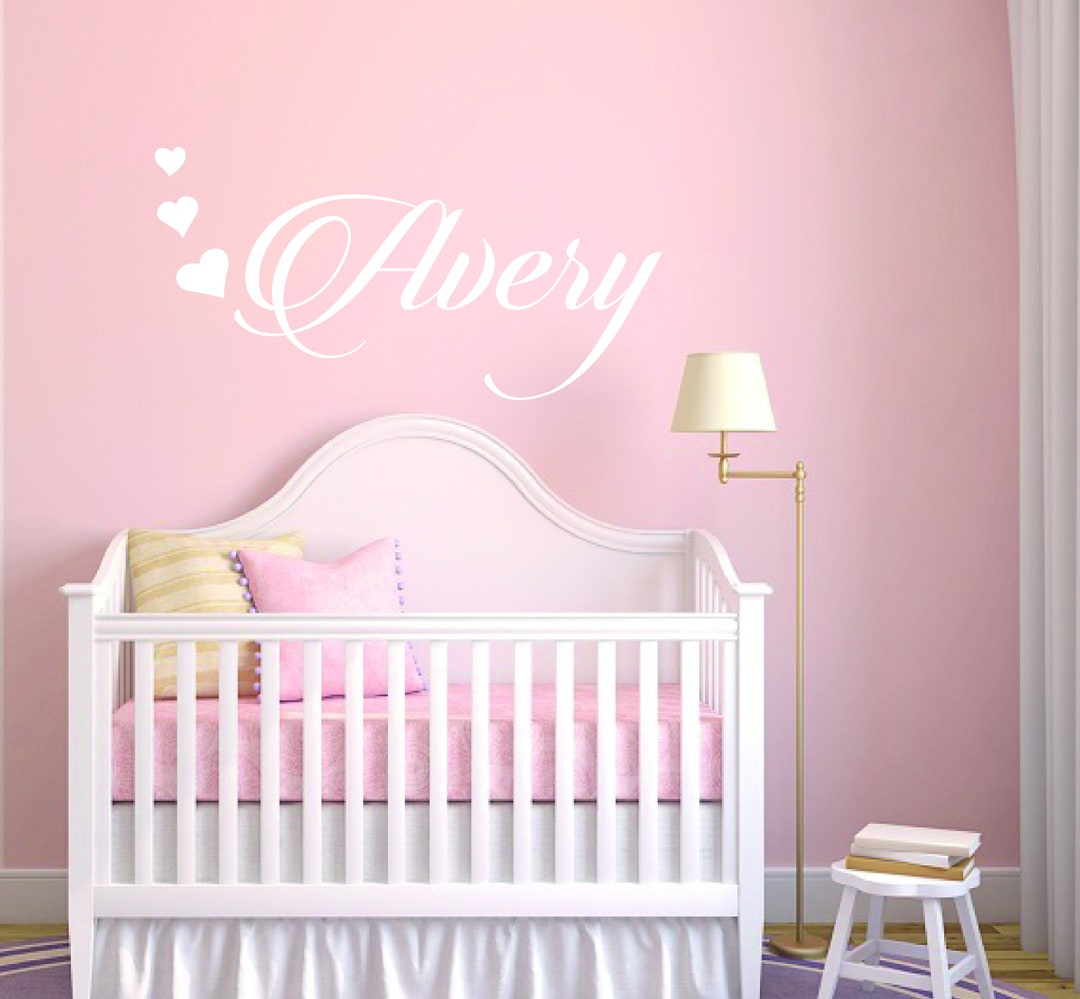 Personalized Name With Hearts Wall Decal MT01 Removable Nursery Wall ...