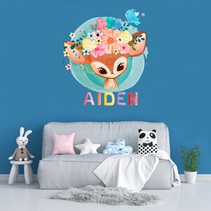 Custom Name Deer Nursery Decal – Removable Baby Room Wall Decor