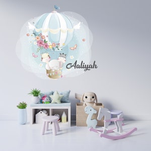 Elephant Ballon Custom Name  Cute Nursery Wall Decal - MT151. Removable Nursery Wall Decal for Baby Room - Mural Wall Decal  for Kids