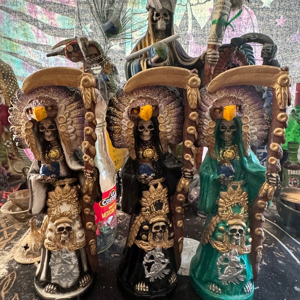 8” Aztec Santa Muerte Statue Loaded