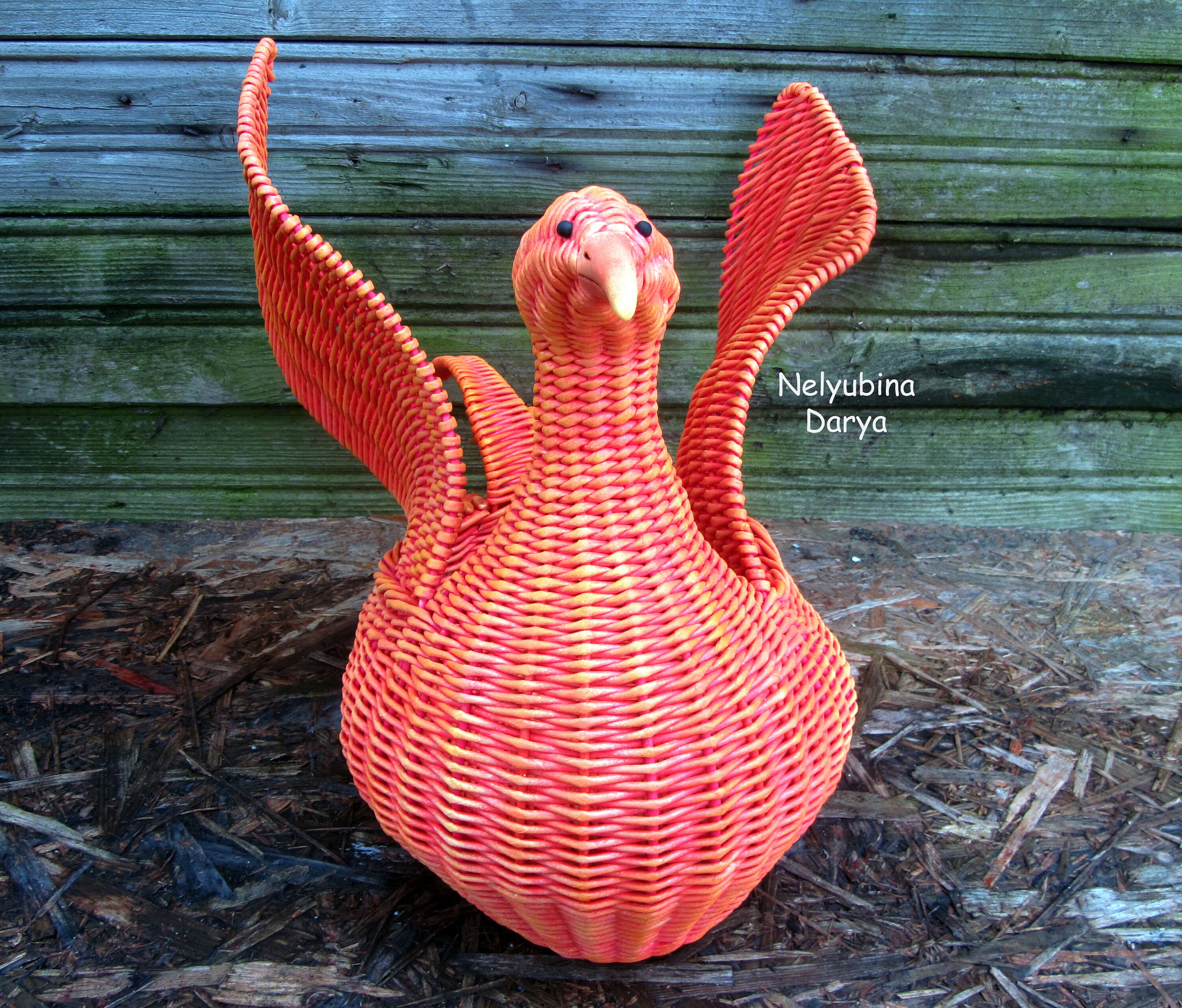 Phoenix Statue Firebird Wicker Basket Bird Orange Phoenix Etsy